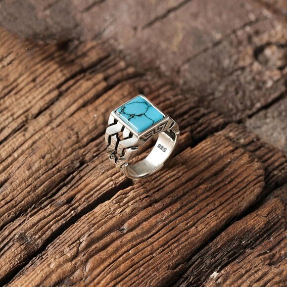 Genuine Solid 925 Sterling Silver, Cuban Link Braided Men's Ring - Picture 2 of 5